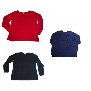 Old Navy Sweater Lot Womens XXL Blue Red Black Crewneck Preppy Tops School Shirt